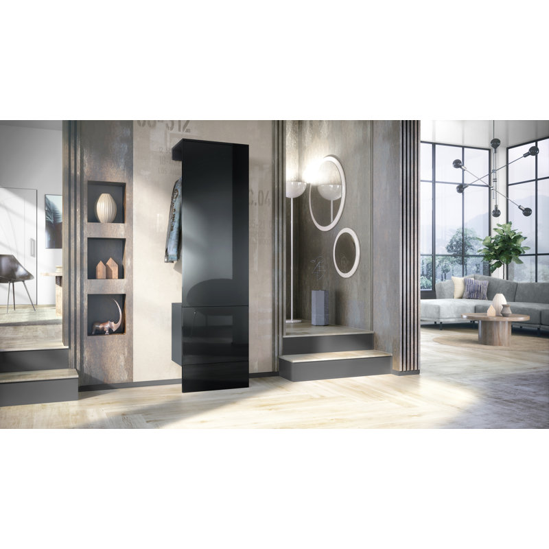 Chappa Hall Tree 52cm Wide, High-gloss black