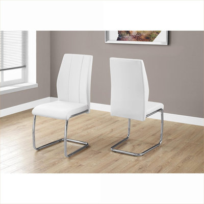 Ensemble de 2 chaises de salle à manger contemporaines modernes et blanches en similicuir