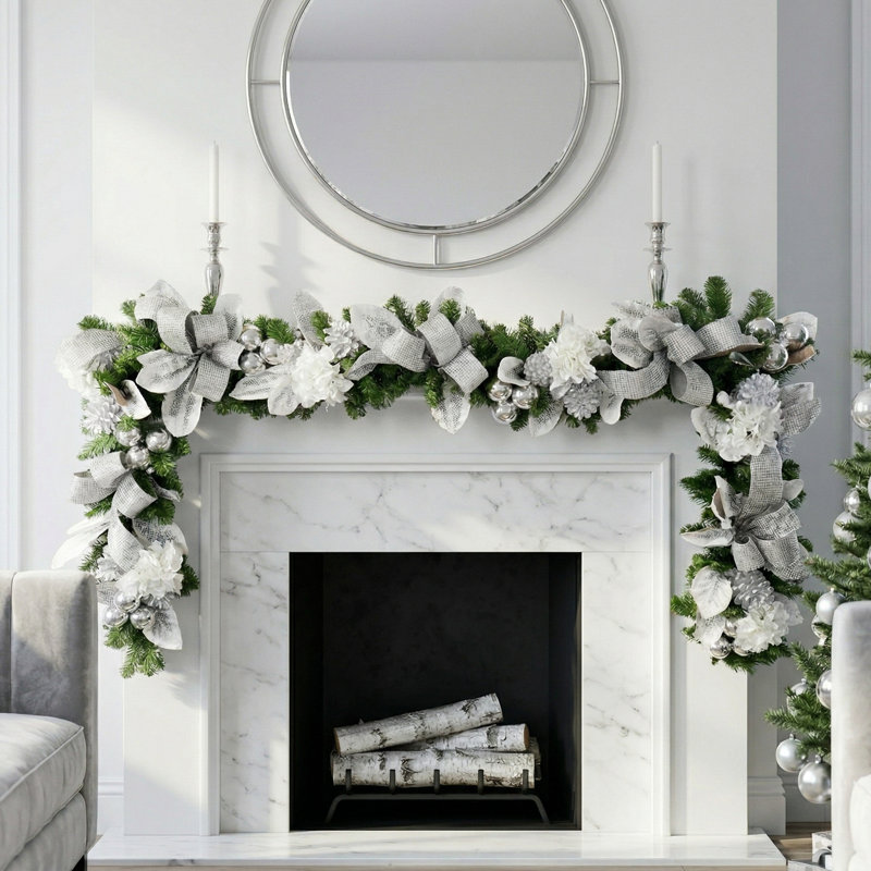 Guirlande 9 'avec hortensias et boucles