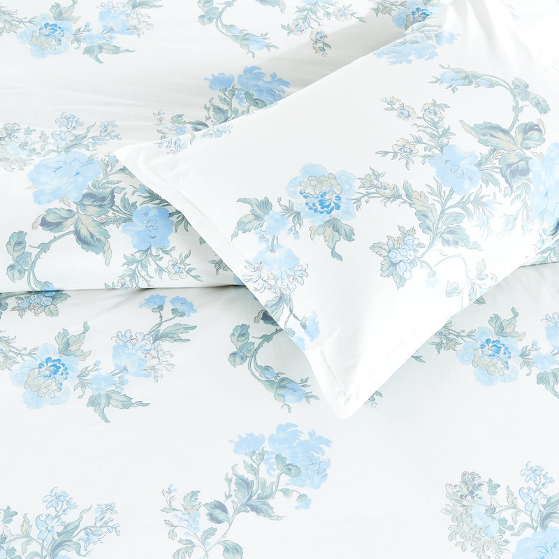 Ensemble de couette Jardin De Rose, Bleu, Housse de couette très grand et 2 taies d'oreille