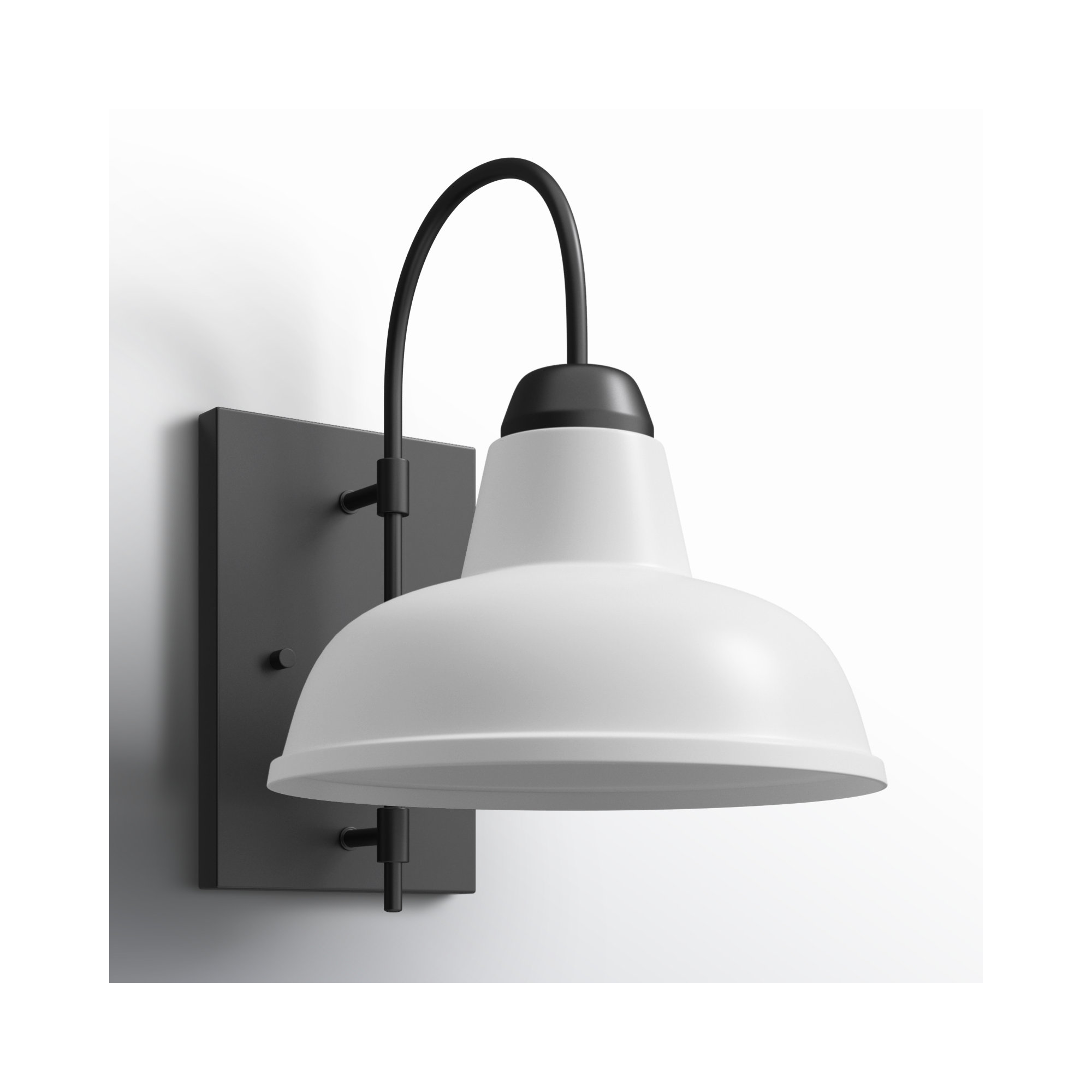 Santuci Single Light Bell Outdoor Steel Wall Light, Black/White, 15" H x 11" W x 15.25" D