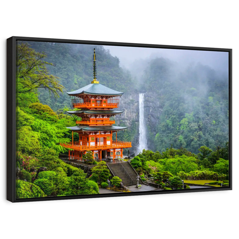 Sanctuaire Nachi Taisha, 25 po x 17 po, Cadre flottant noir