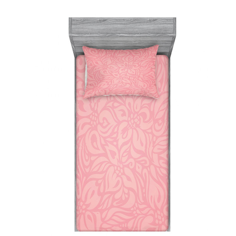 Microfiber Floral Sheet Set, Twin Sheet Set with Fitted Sheet