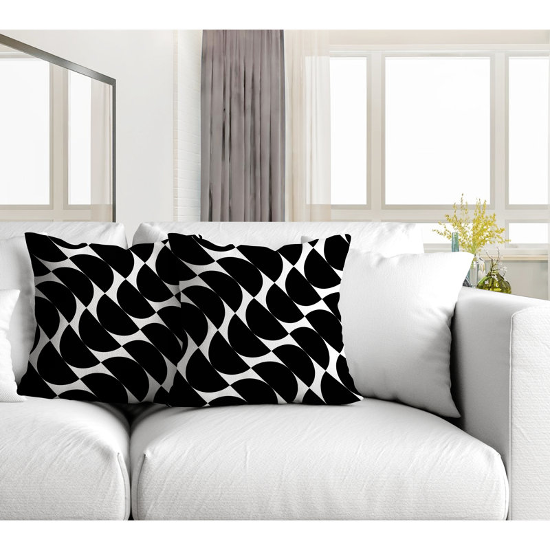 Oreiller carré intérieur / extérieur Mandi, L 19 po x H 19 po, Noir