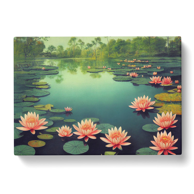 Exclusive Water Lily Pond - Wrapped Canvas, 50cm H x 76cm W x 3cm D