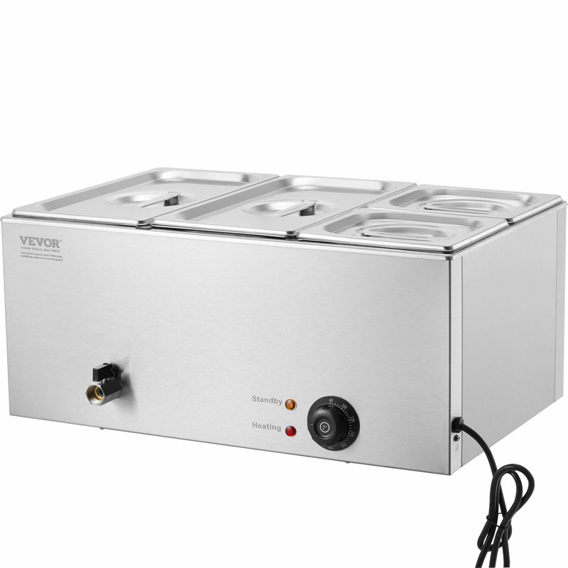 VEVOR Commercial Electric Food Warmer 4-Pan Countertop Buffet 16.4QT Bain Marie