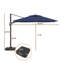 Parasol de patio en porte-à-faux 11 pi avec lumière DEL bleu marine (sans base de parasol) 11 pi