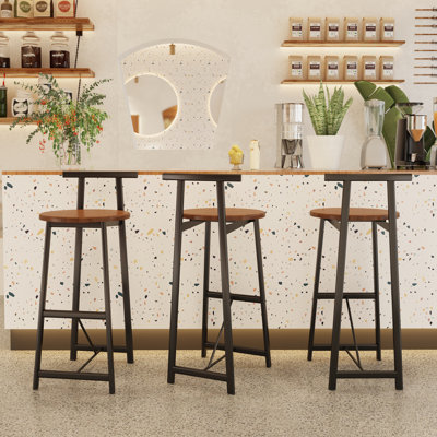 Bar Stool Set Of 3 Counter Height Barstools With Back Armless Dining Chairs For Kitchen Island