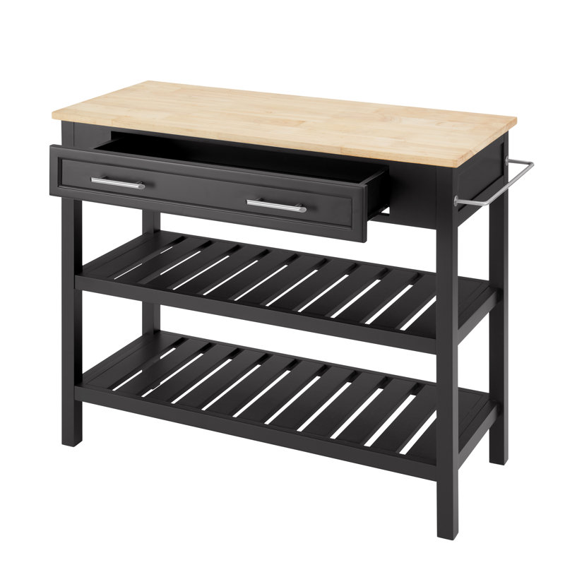 Perlean Kitchen Island, Black
