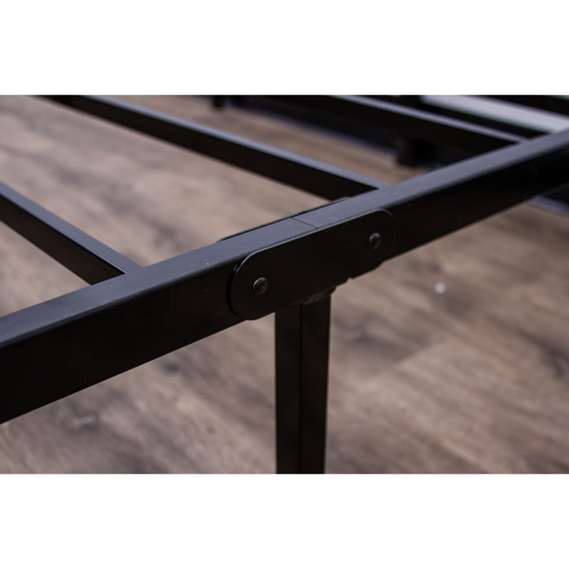 Base de plateforme simple en acier noir moderne, construction, bords propres, rangement sous le lit, capacité de 2000 livres avec construction, supports