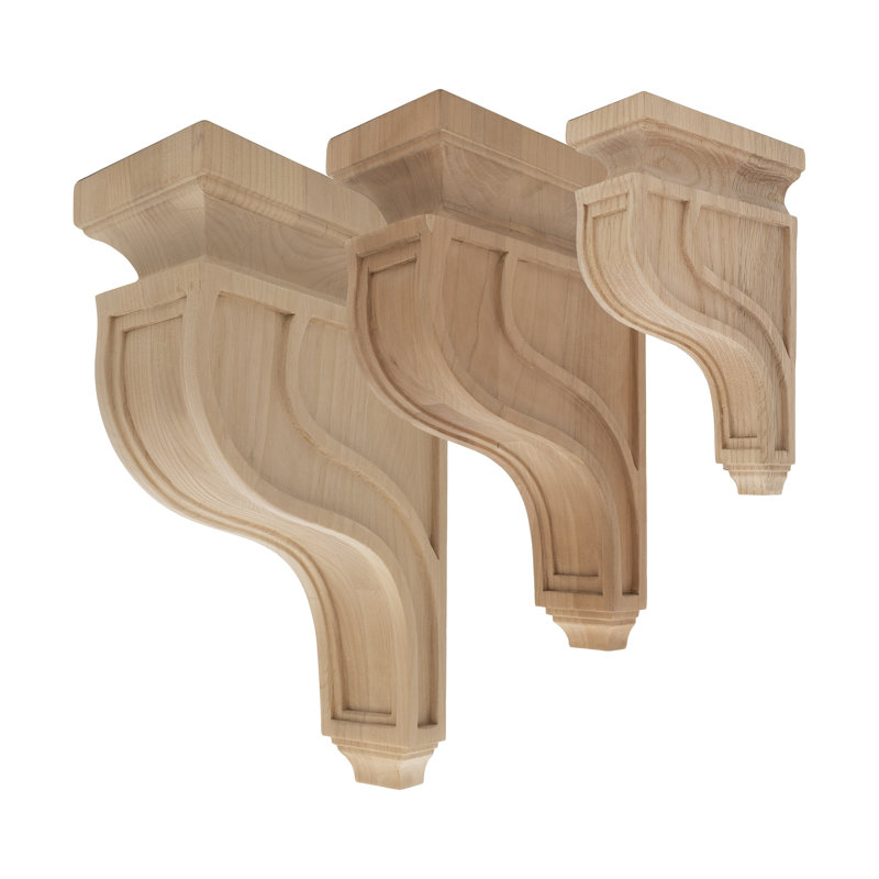 13 in x 4 in x 8-1/2 in Unfinished Large North American Solid Mission Wood Corbel, Hard Maple