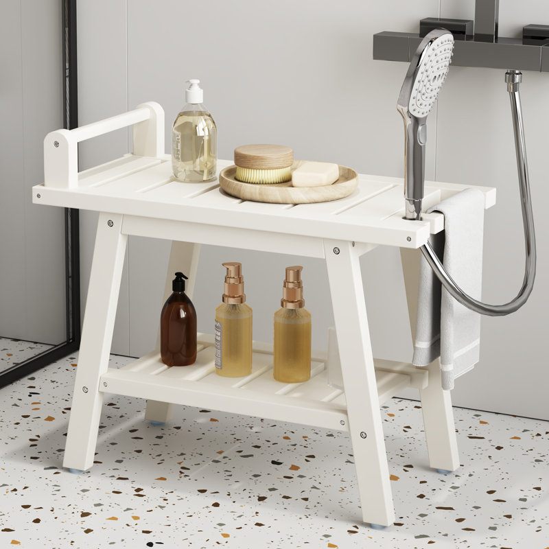 Banc de douche en polyéthylène Natilea, H 20 po x l 24 po x P 12 po, Blanc / blanc
