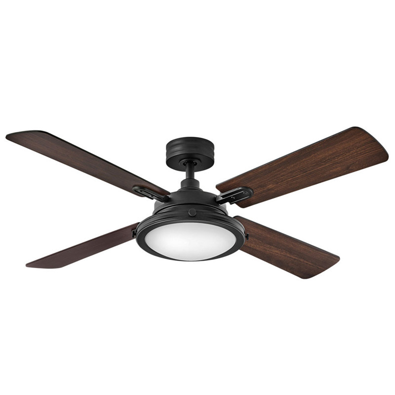 Ventilateur intelligent à DEL 54 po Collier, Noir mat avec pales en noyer