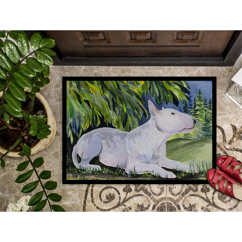 Tapis de porte intérieur anti-dérapant bull terrier, Rectangle 1 pi 6 po x 2 pi 3 po