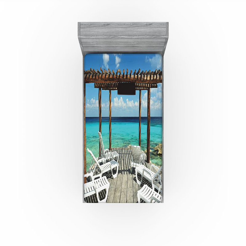 Ensemble de 2 draps-housse Ambesonne Sunbeds SeaSunbeds, Ensemble literie pour lit simple