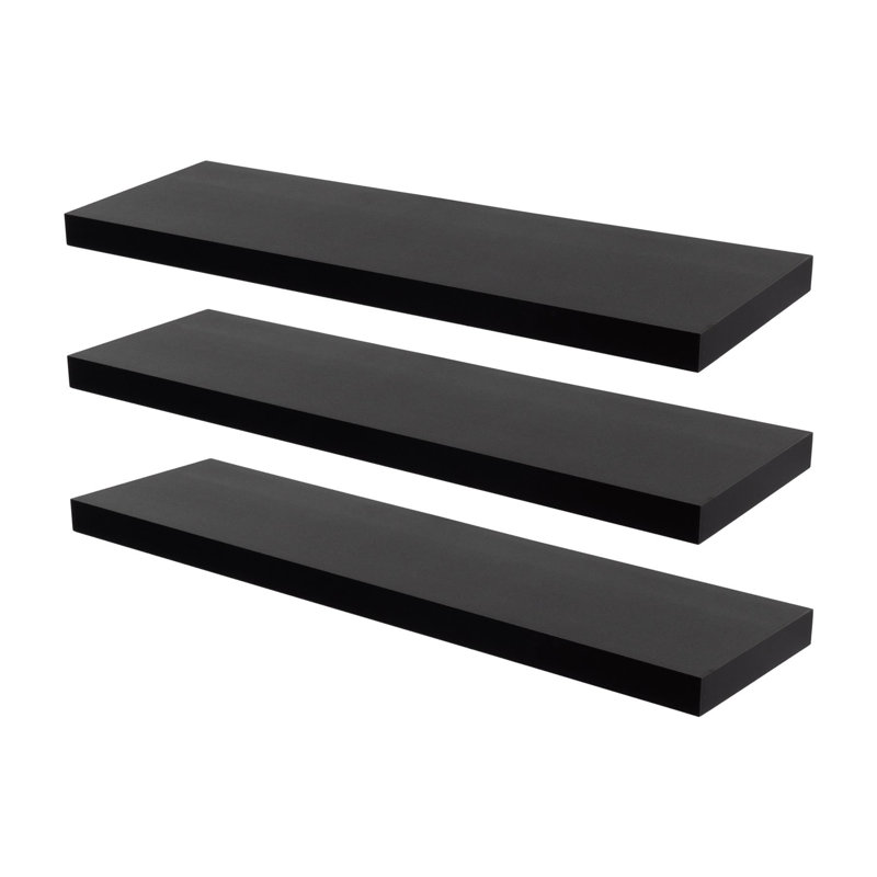 Harbour Housewares - Modern Floating Wall Shelves, Black, 4cm H x 60cm W x 23.5cm D