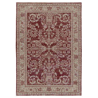 Katarina Floral Red/ Light Gray Rug -  Canora Grey, DE2735C0A7FF418C82DA4650EEBEDC56