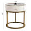 Table de chevet imperméable avec rangement - Table en pierre frittée ronde 19,68 po facile à assembler pour gagner du temps