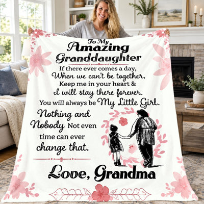 Jeté en flanelle 1pc, couverture douillette à poème "To My Amazing Granddaughter", couverture légère et chaude pour canapé-lit, salon, bureau, cadeau de décoration intérieure, cadeau toutes saisons