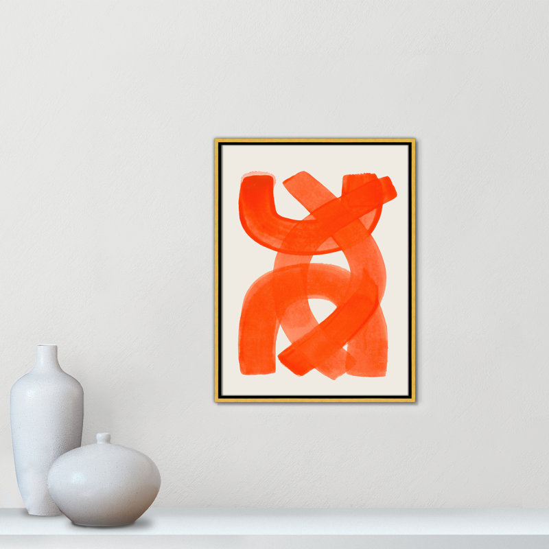 «Orange Strokes Print» par Haniff, Toile avec cadre, Flotteur doré, L 19,5 po x H 25,5 po