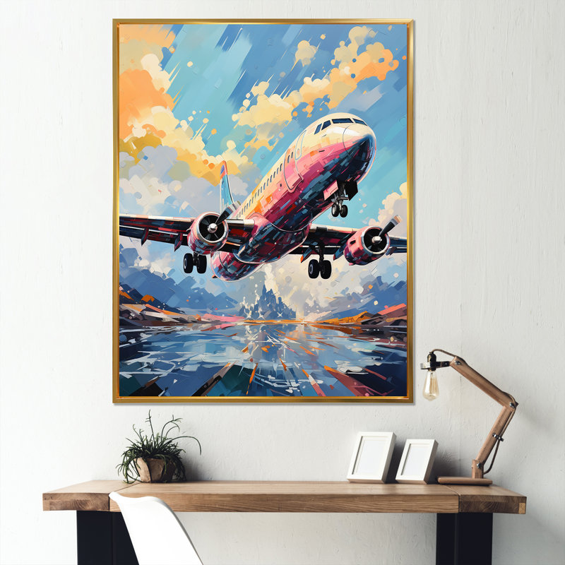 Pop Art Skyward Bound Plane, Cadre flottant doré, H 40 po x l 30 po x P 1,5 po