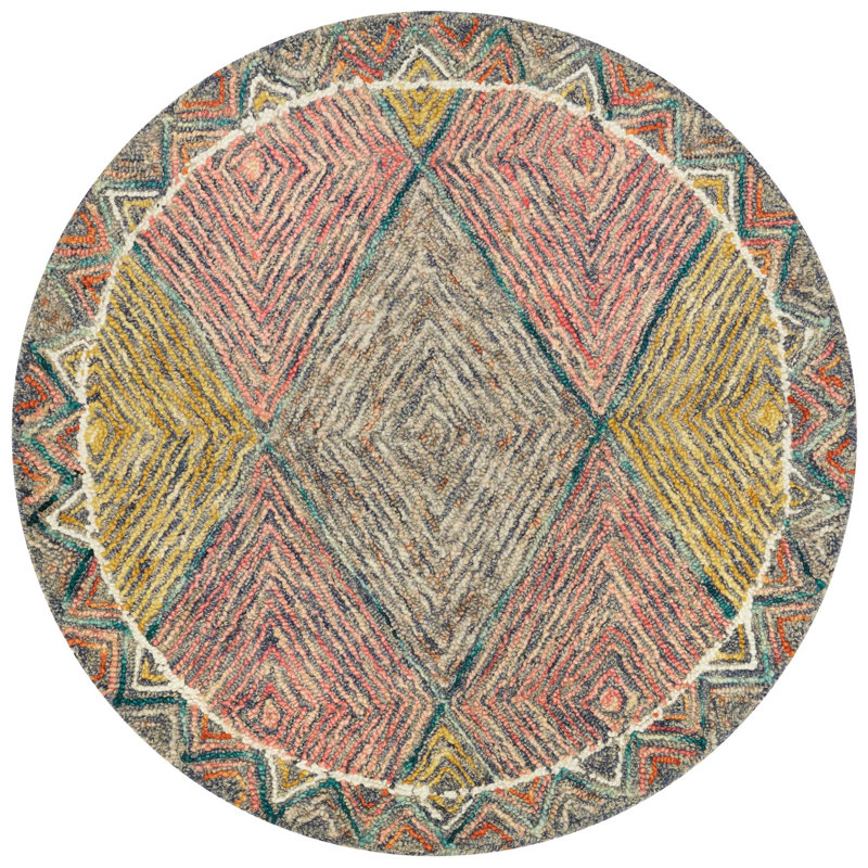 Morecambe Wool Geometric Indoor Rug, Round 3'