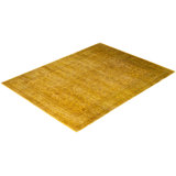 Overdyed Hand-Knotted Wool Modern-Contemporary Gold Area Rug 9' 3" x 12' 2"