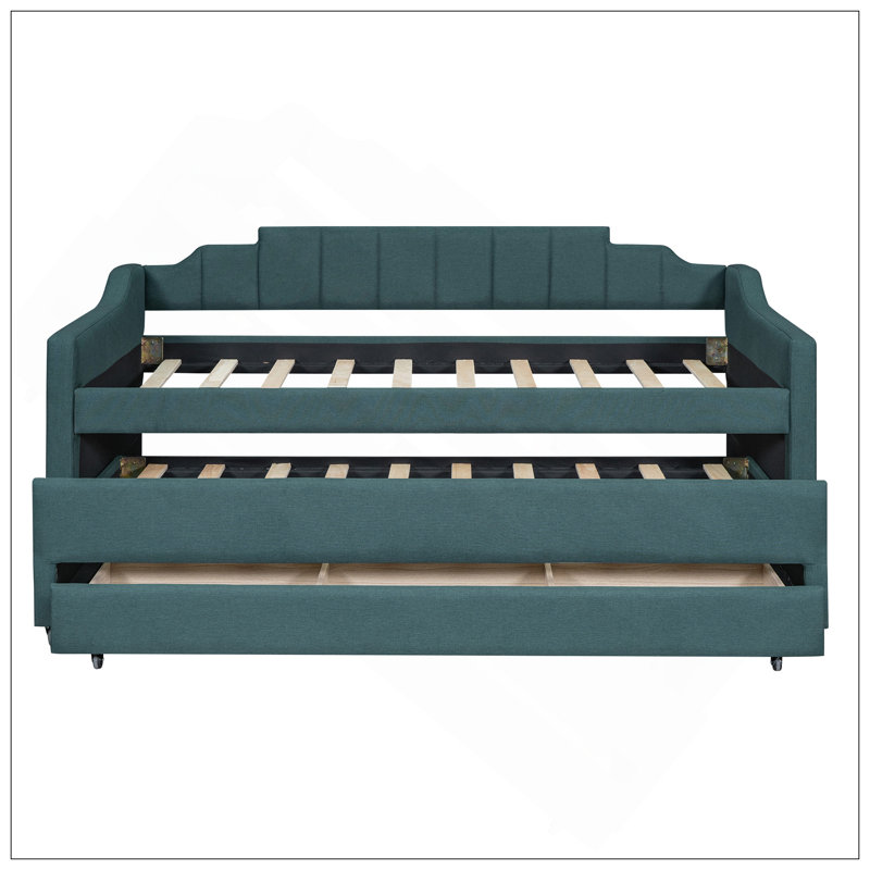 Twin Size Upholstered Daybed With Trundle And Three Drawers