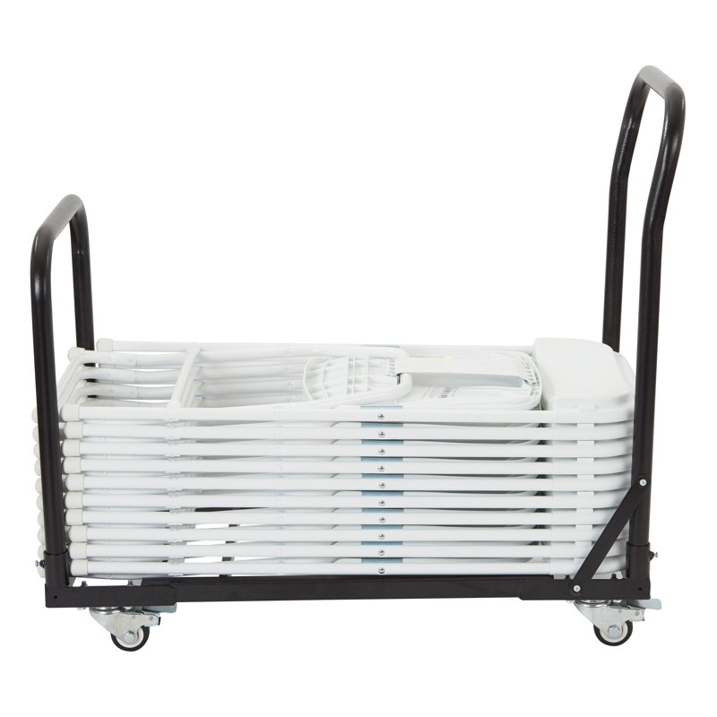Chaise pliante en métal et en plastique, Blanc