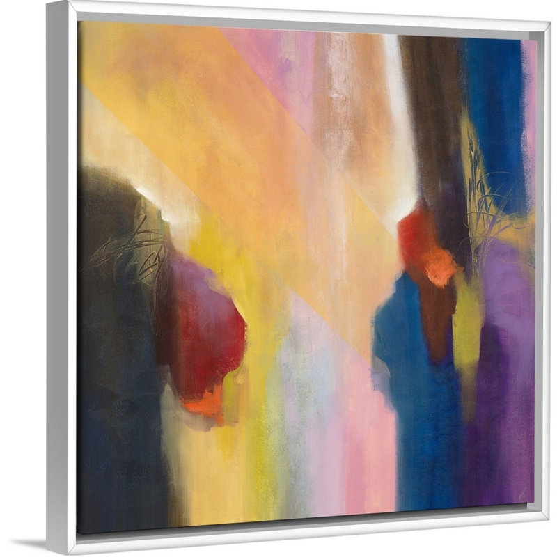 « sunlit canyon », peinture sur toile, Cadre flottant blanc, H 31,7 po x l 31,7 po x P 1,75 po