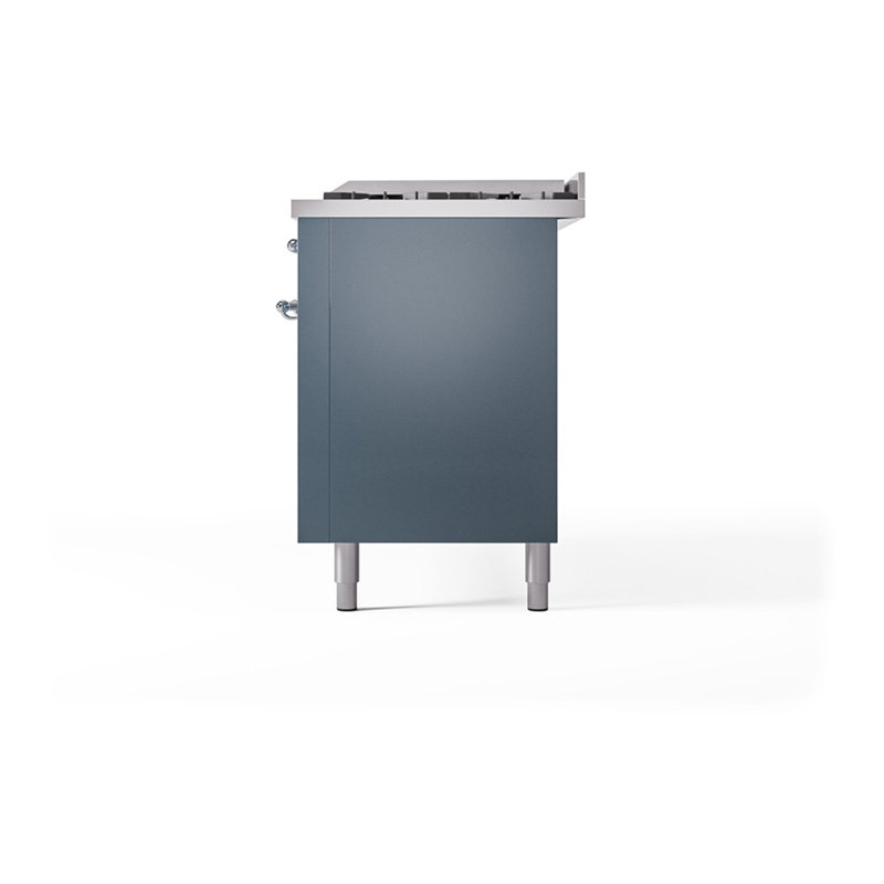 ILVE Nostalgie II Noblesse 60 in Dual Fuel Range, 9 Burner, Griddle, Blue Gray/Chrome, Natural Gas