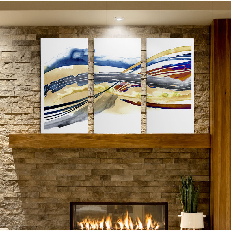 Sound Waves II-ensemble de 3 reproductions d’art sur toile tendue, H 24 po x l 36 po x P 1,5 po