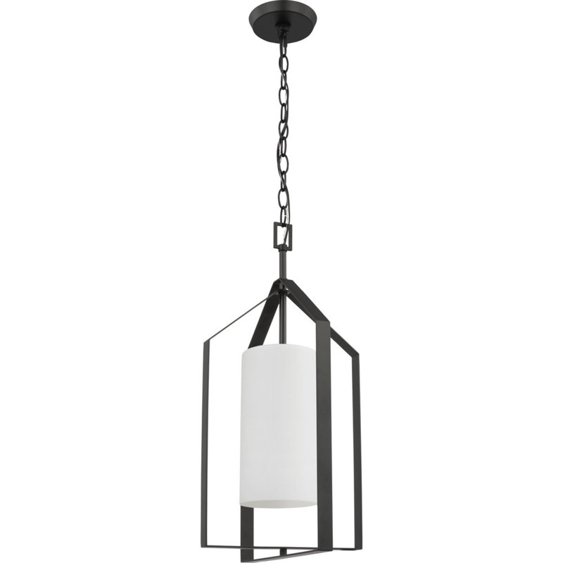 Luminaire suspendu 1 lumière Margan, Noir mat, Blanc