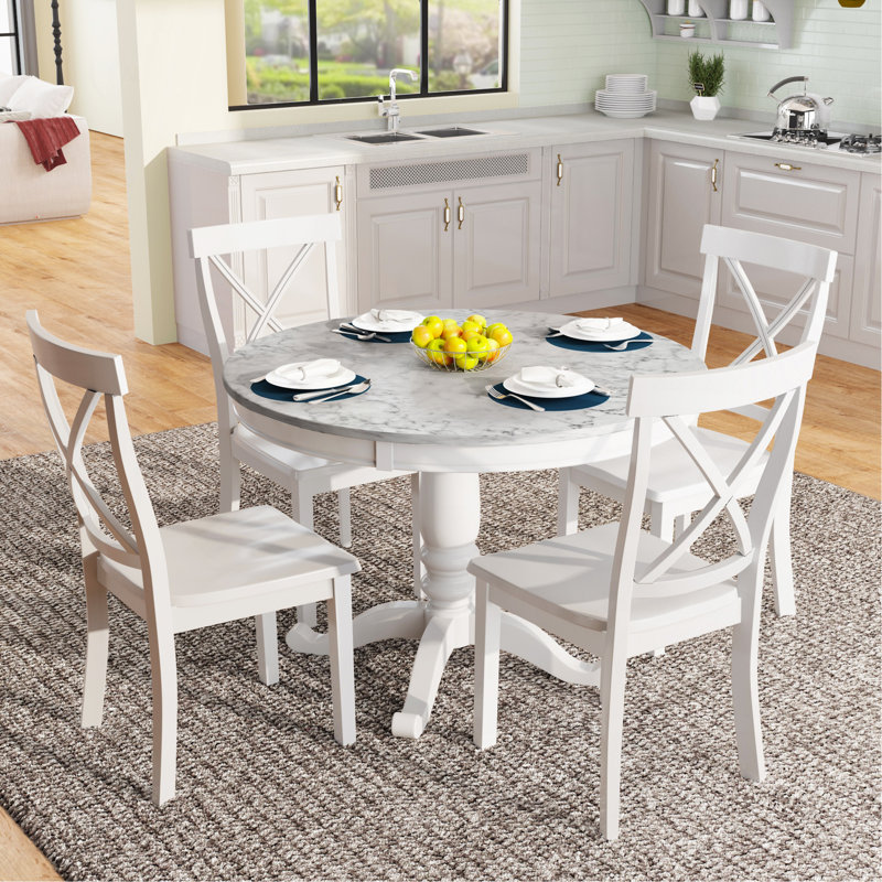Orisfur. 5 Pieces Dining Table And Chairs Set For 4 Persons, Kitchen Room Solid Wood Table With 4 Chairs
