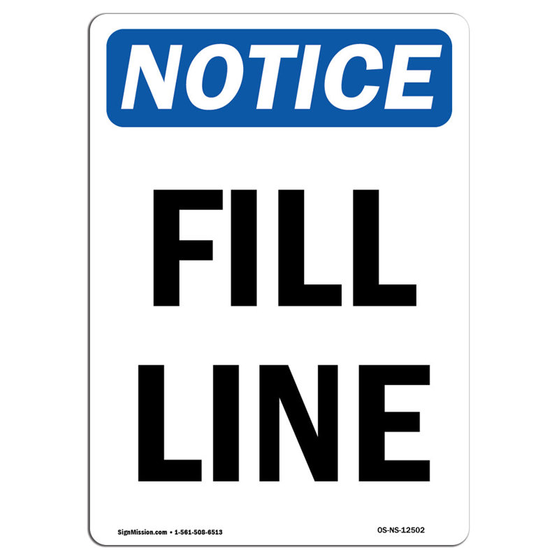 Fill Line Aluminum Sign 12 x 18