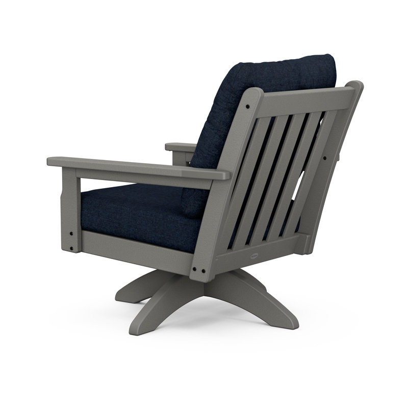 Chaise pivotante à assise profonde Lakeside Vineyard, Indigo marin, Gris ardoise