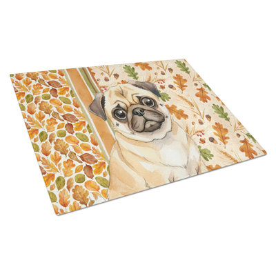 Fawn Pug Heirloom Fall Glass Cutting Board