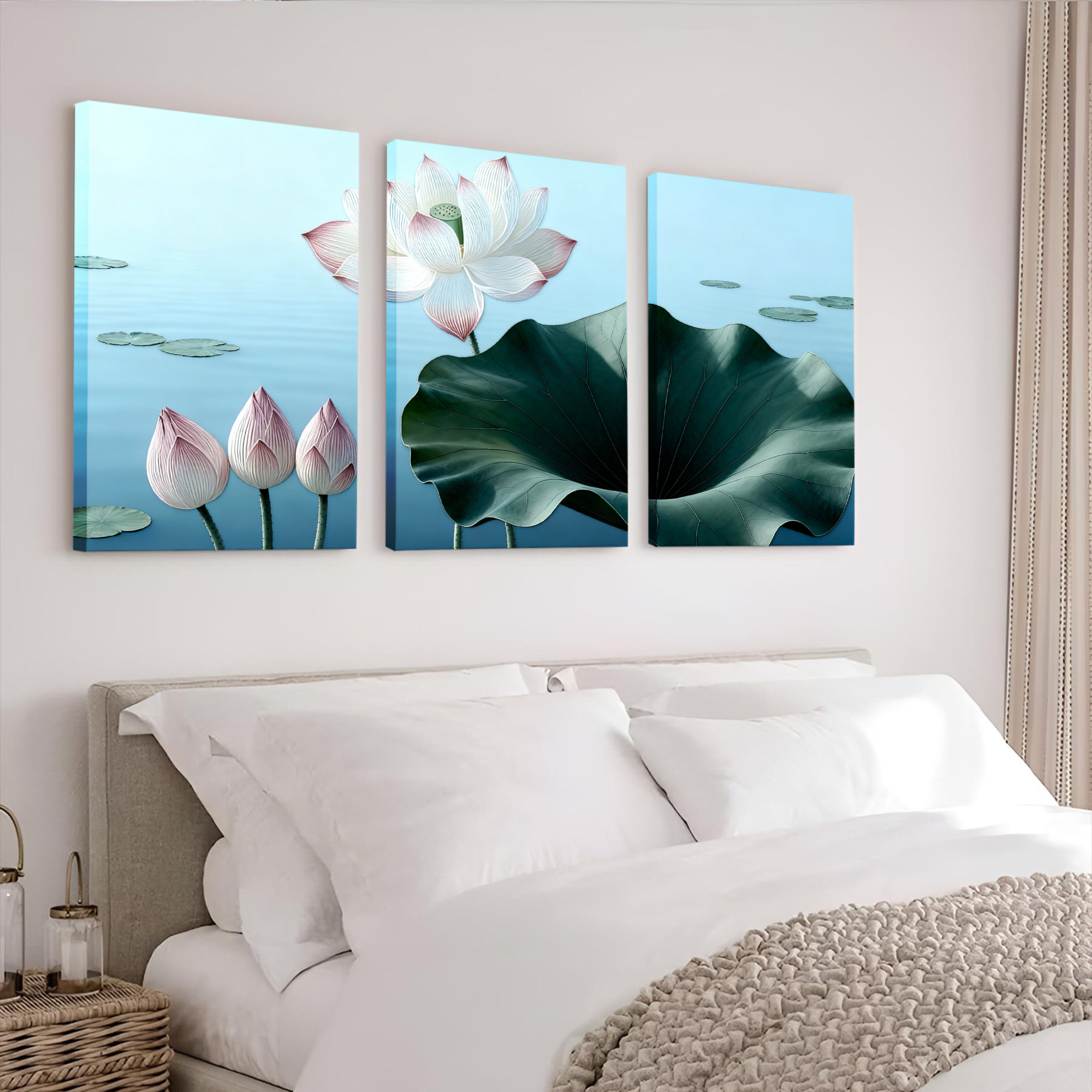 Dakota Fields Lotus Flower Water Lily Canvas Wrapped Wall Art Oil ...