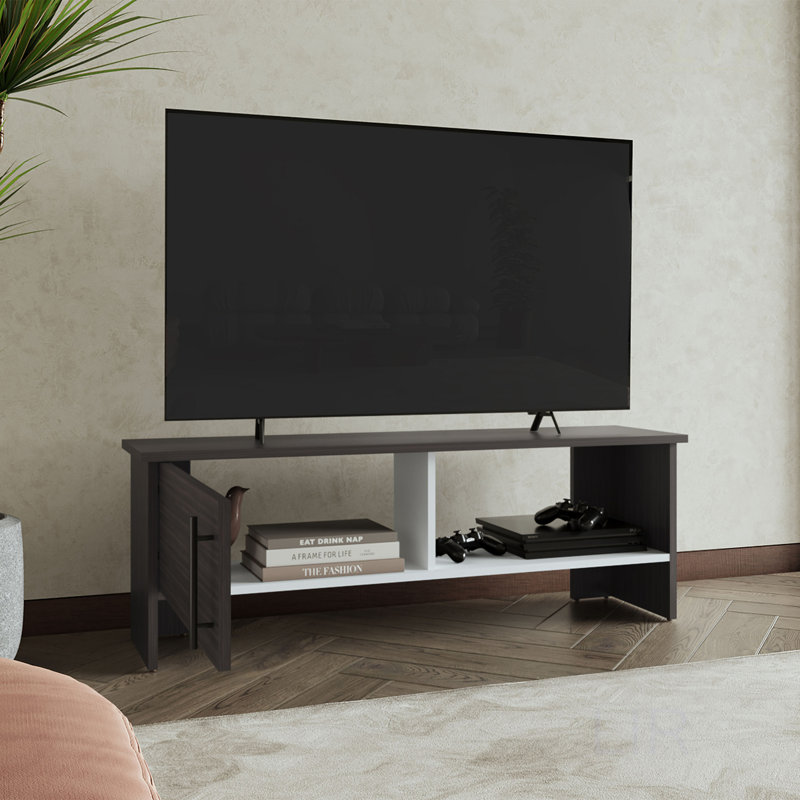 Navia 47 Inch Wide TV Stand With One Door Cabinet And Open Shelf For Modern Living Room Entertainment, TV Stand