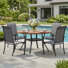 4-Person Round Patio Dining Set With Stackable Textilene Chairs