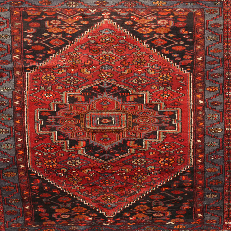 Tapis sud-ouest Mehroon / noir / crème, Rond 6 pi
