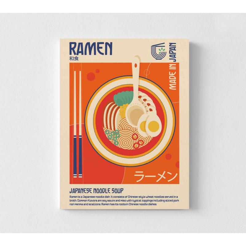 Ramen japonais, reproduction de soupe de nouilles, H 10 po x l 8 po, Ne s’applique pas, Impression sans cadre