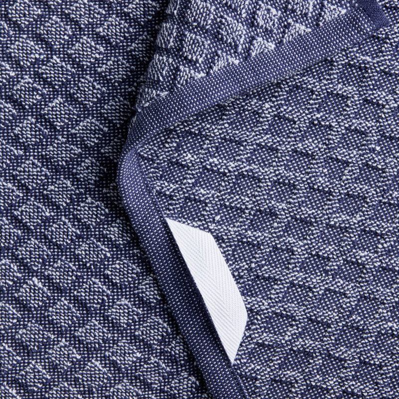 MARTHA STEWART Honeycomb Chambray Textured Kitchen Towel 4-Pack Set Natural 16"x28", Navy Blue