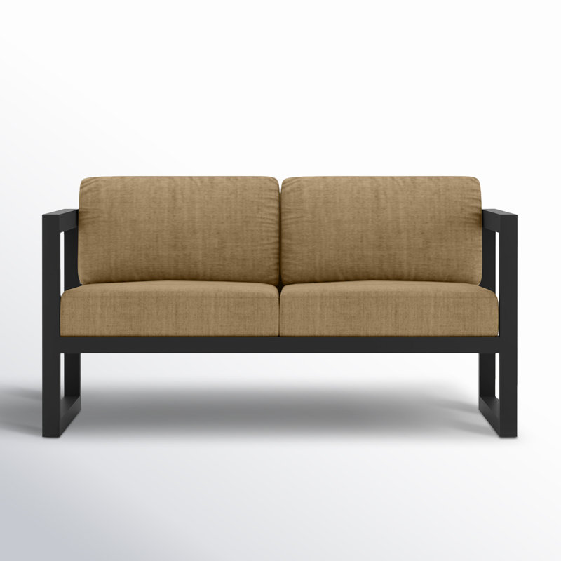 Avion Loveseat - Black, Canvas Heather Beige Sunbrella® Canvas, Black