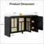 Armoire de rangement en rotin avec 4 portes et tablettes réglables