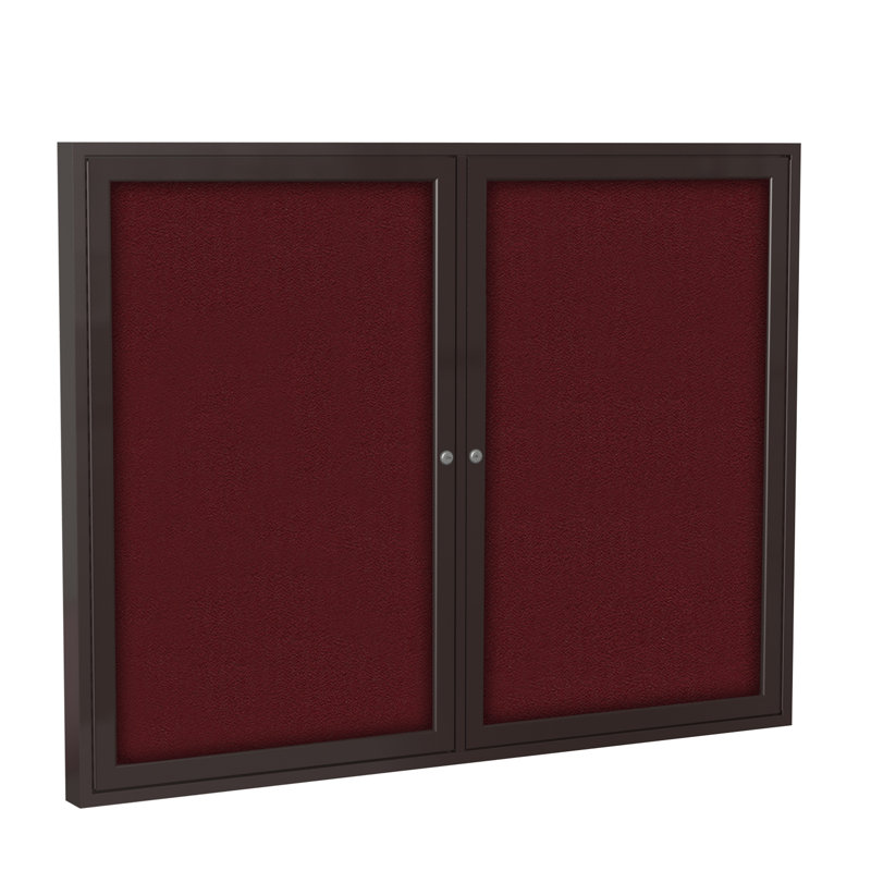 Panneau de bulletin fermé 2 portes, Bleu, 48 po x 60 po, Bronze