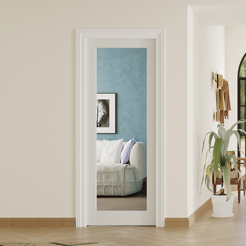 Porte de garde-manger en verre transparent Prehung Style 1 Lite avec cadre assorti - Panneau de porte en panneau de fibres à densité moyenne blanc