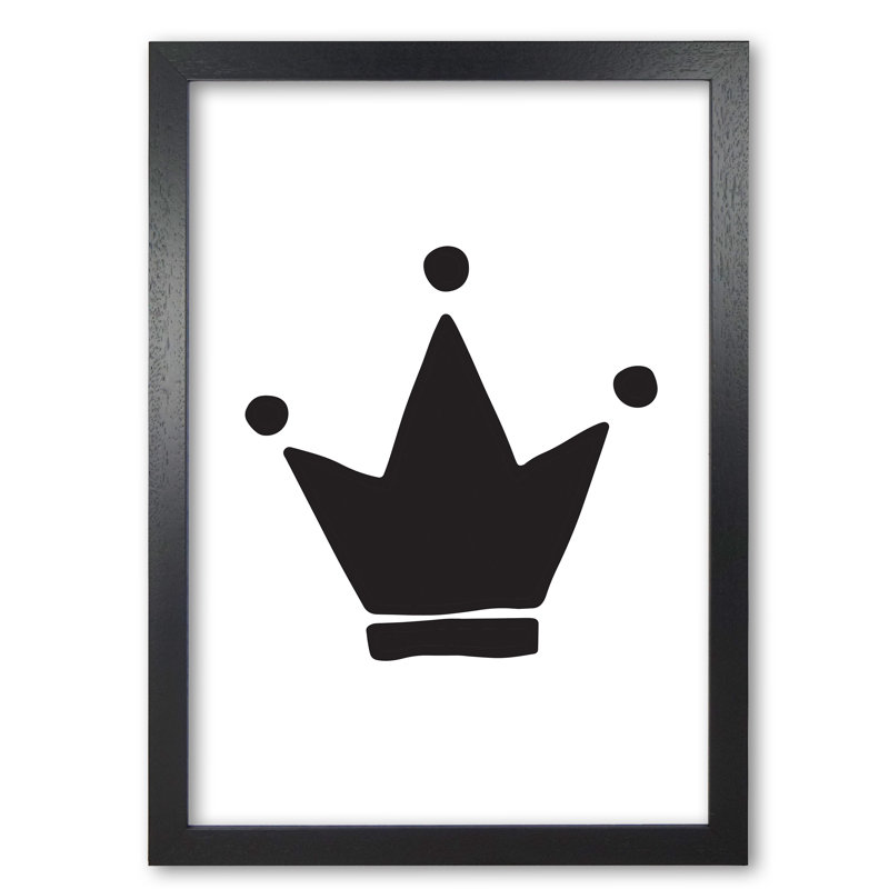 Black Crown - Painting, Black Grain Frame, 60 cm H x 42 cm W x 5 cm D