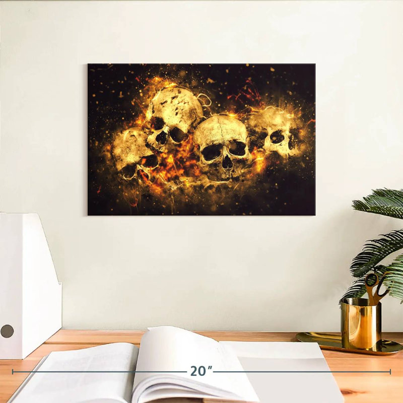 Hitzel Blazing Skulls, 8" H x 12" W