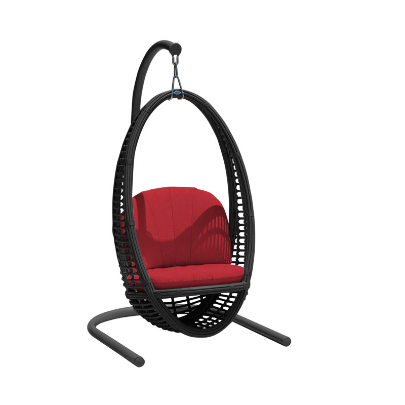 Heri Porch Swing with Stand, Spectrum Graphite Sunbrella® Plainweave, Black Mushroom